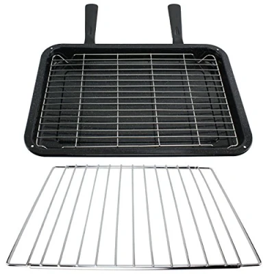 Image of SPARES2GO Extra Large Grill Pan, Rack &amp; Dual Detachable Handles with Adjustable Shelf for Smeg Oven Cookers
