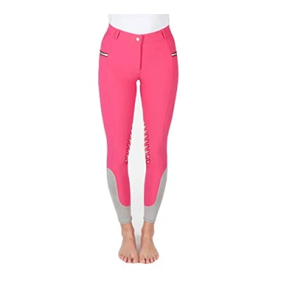 Image of PFIFF 102847 &#039;Helen&#039; Women&#039;s Jodhpurs with Knee Grip and Mobile Phone Pocket, 38 Sizes, Pink/Grey