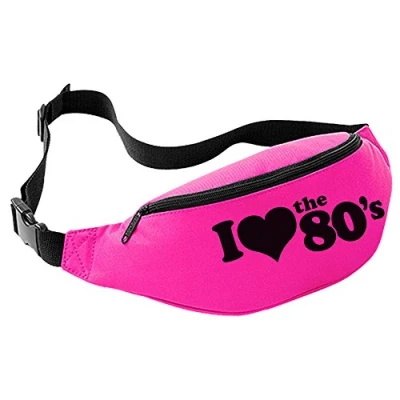 Image of I Love the 80&#039;s Bum Bag (Pink with Black Print)(Size: One size)