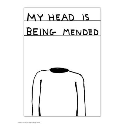 Image of Funny Humorous &#039;David Shrigley Head is Being Mended&#039; Novelty Postcard