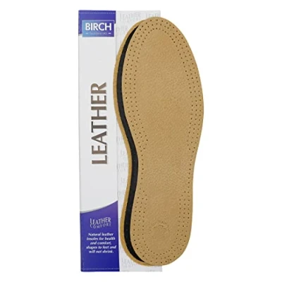 Image of Birch Leather Insoles Activated Carbon Support Layer, Insole Inserts for Shoes and Boots, Women/Men Full Size Range (Mens UK 9)