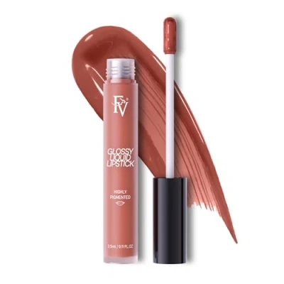 Image of FV Liquid Lipstick, Highly Pigmented &amp; Long Lasting, Shine Finish, Moisturising Formula Lip Gloss, Vegan (Punchy Glossy, 3.5ml)