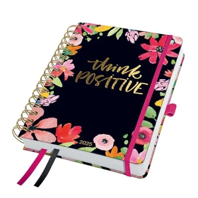 Image of SIGEL J5600 Jolie Spiral Diary 2025, Flower Love, 120 GSM, 16,8 x 21,5 cm, hardcover, 240 Pages, Black, Pink