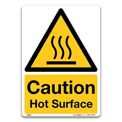 Image of Caution Hot surface Sign A4 Self adhesive Vinyl Temperature Warning Safety