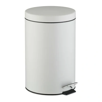 Image of Relaxdays Kitchen Bin, 20 Litres, with Lid, Removable Inner Bucket, Foot Pedal, Matte Finish, Waste Disposal, White, Steel