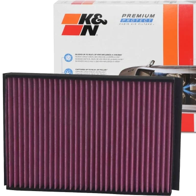 Image of 30733893, 30733894, 30767022, 30767024, 31366123 Pollen Filter K&amp;N Filters DVF5083 Activated Carbon 276mm 32mm Square VOLVO: V70 3, XC60 I