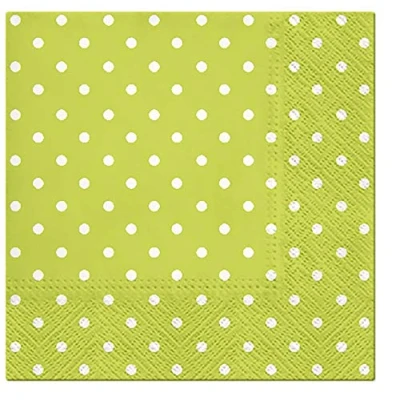 Image of 3 PLY Quality Green Dots Paper Napkins Serviettes 33cm x (Pack of 20)