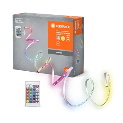 Image of LEDVANCE Flex 5M Led Strip Rc, White, 14W, 900Lm, Warm White Light, Integrated Sound Receiver, RGB Color Sensor, Remote Control, Long Life, Easy to Install, Ip20