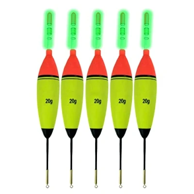 Image of QualyQualy 5 Pcs 20g EVA Foam Fishing Floats + 10 Glow Sticks Long Vertical Luminous Night For Carp Bass