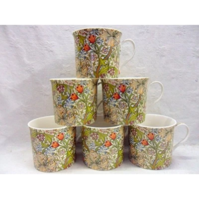 Image of Set of 6 China Palace Mugs in Vintage William Morris Golden Lilly Design