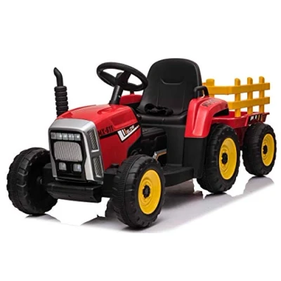 Image of Epic Play Ltd Kids Farm 12v Electric / Battery Ride on Tractor and Trailer with remote control Red (EPICXMX611R)