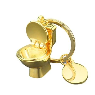 Image of ARFUKA Keyring Toilet Pendant Keychain Metal Key Ring Charm Jewellery Christmas Birthday Gift Keyrings Chain Holder for Men and Women Gold