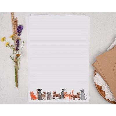 Image of Making Meadows A4 Lined Letter Writing Paper Set (20 Sheets &amp; 10 envelopes) Kitten Cat Design On Penpal Stationery