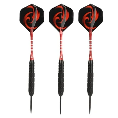 Image of BROLEO Metal Tip Darts Set, Professional Steel Dart for Board Game (Red)