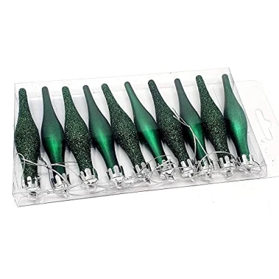 Image of 10x Green Christmas Droplets Baubles / Tree Decorations Droplet