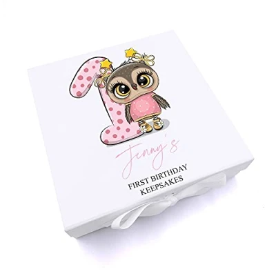 Image of ukgiftstoreonline Personalised Baby Girl First Birthday Keepsake Memory Box Gift (Medium)