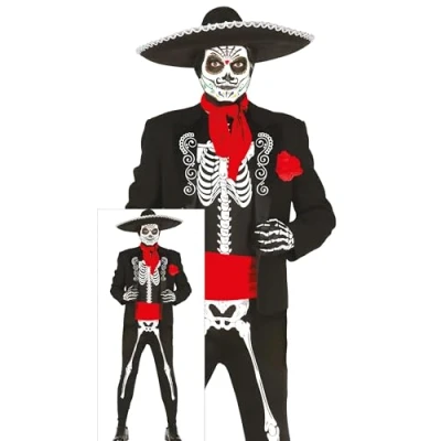 Image of Guirca Adult Mexican Skeleton Costume, Size 52 54 (84297.0)