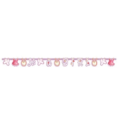 Image of Unique Party 42460 5ft Pink Clothesline &quot;It&#039;s a Girl&quot; Baby Shower Banner