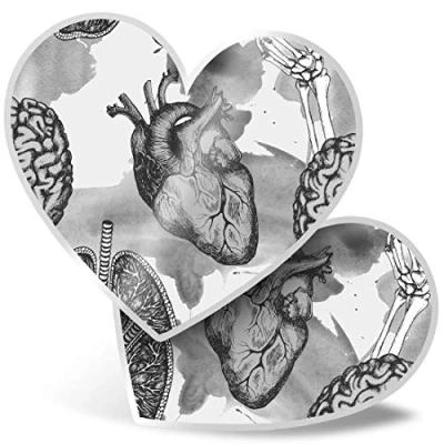 Image of 2 x Heart Stickers 7.5 cm BW Medical Science Biology Doctor Nurse Fun Decals for Laptops,Tablets,Luggage,Scrap Booking,Fridges, #41449