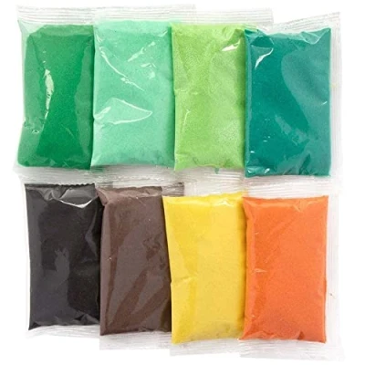 Image of Baker Ross FE175 Jungle Coloured Craft Sand Pack of 8, Bag Sand, Decorative for Children, Art Supplies Kids