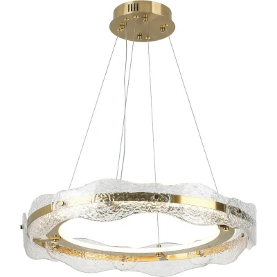 Image of Lira Cylindrical Pendant Ceiling Light Brushed Gold, Textured Dimmable 3000K Remote Control