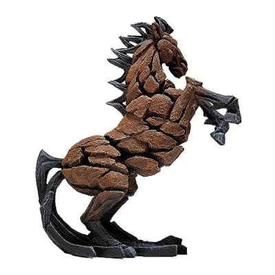 Image of Enesco Edge Sculpture Horse Rearing Animal Figurine, 13 Inch, Brown and Black