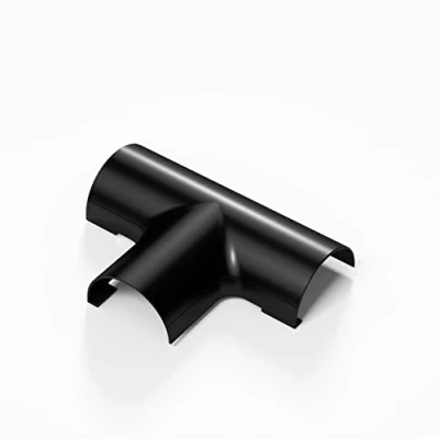 Image of D Line Clip Over Micro+ Equal Tee Black Use to join 3 lengths of 20x10mm Trunking 1 Pack, (Micro+)