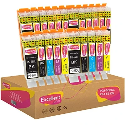 Image of Excellent Print PGI 550XL CLI 551XL 550 551 Compatible Ink Cartridges for Canon Pixma iP7250 iP8750 iX6850 MX925