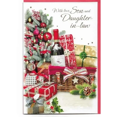 Image of Christmas Card For Son and Daughter in Law 23 x 15 Cm (9 6 inches) With Love Xmas Hamper