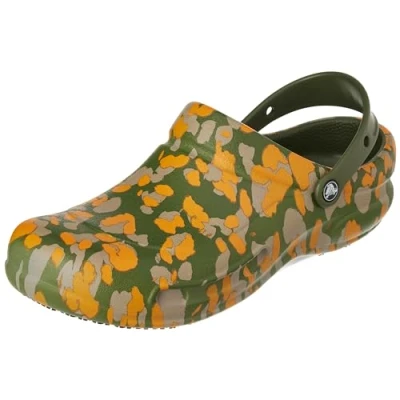 Image of Crocs Unisex Bistro Graphic Clog Clog, Army Green Multi, 3 UK Men/ 4 Women