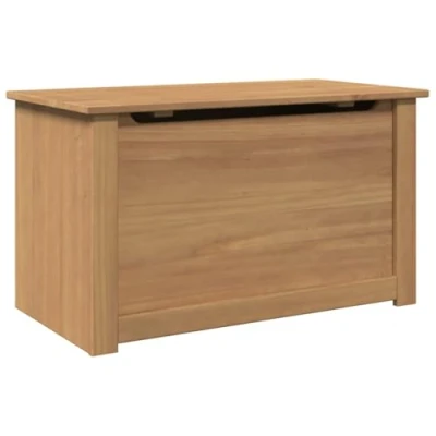 Image of vidaXL Wooden Storage Chest with Lid Solid Pine Wood Box (79x42x46 cm) Rustic Farmhouse Style for Living Room/Bedroom/Hallway