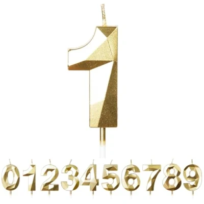 Image of FUZVOL Birthday Candles, Number 1 Candle, Gold Candle for Cake, Happy Cake Candles Topper Decorations