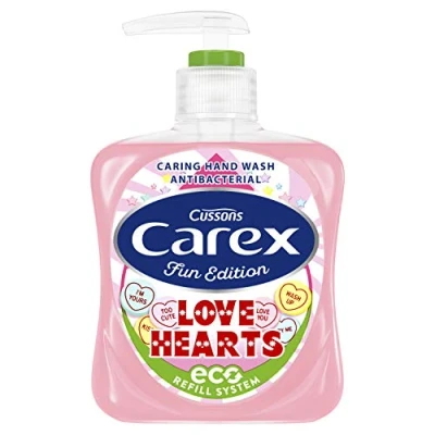 Image of Carex Fun Editions Love Hearts Hand Wash Pack of 6, Antibacterial Soap with Edition Swizzles Fragrance, that Cleans, Cares and Protects, 250ml
