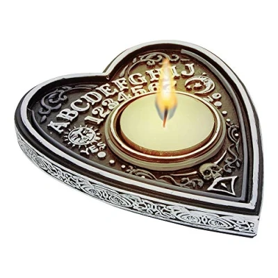 Image of Nemesis Now Black and White Spirit Board Tea Light Holder, Polyresin, 9.5cm
