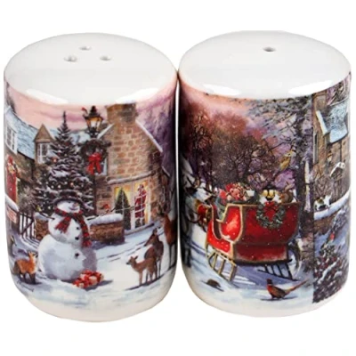 Image of The Leonardo Collection LP52075 Magic of Christmas Salt and Pepper Set, Fine China, Boxed