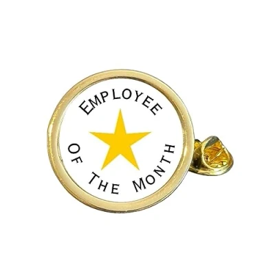 Image of Employee of the Month Gold Plated Domed Lapel Pin Badge in Gift Bag
