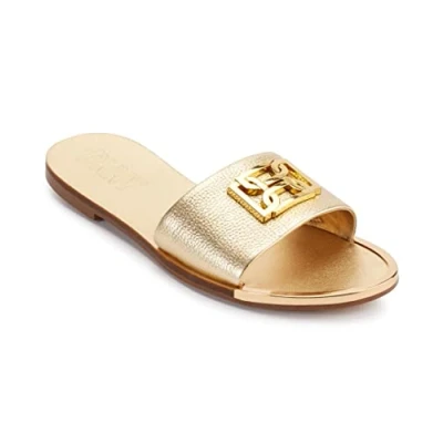 Image of DKNY Women&#039;s Flat Sandals Slide, Gold, 5 UK