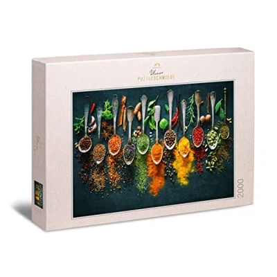 Image of Ulmer Puzzleschmiede Puzzle &quot;Sharp Colours&quot; 2000 Piece Motif Herbs &amp; Spices, as a Modern Eyecatcher in Stylish Kitchen Wall Design