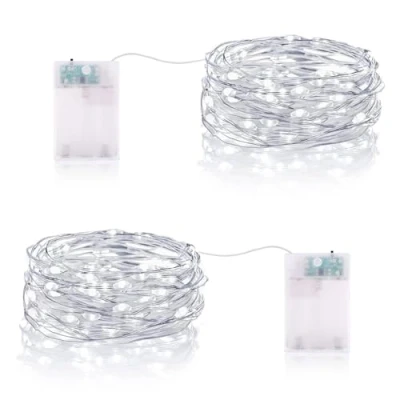 Image of Vacoulery Fairy Lights Battery with Timer, 3 Meters 30LED Operated String Copper Wire Light for Bedroom Jar Glasses Home Wedding Party Patio Lighting Decoration (2 Packs, Cold White)