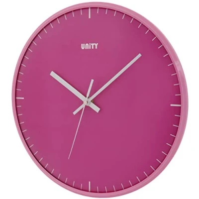 Image of Unity Wall Clock, Galaxy Domed Lens, Pink, Silent Sweep, 30cm / 12 inches