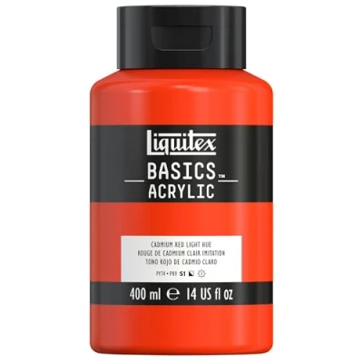 Image of LIQUITEX Basics Acrylic Paint, Cadmium Red Light Hue, 400 ml Bottle