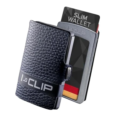Image of I CLIP Original Mini Wallet with Moneyclip Slim Leather Premium Cardholder Pure Black