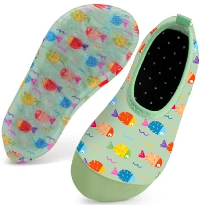 Image of Kids Swim Water Shoes for Girls Toddlers Baby Aqua Socks Quick Dry Pool Beach Barefoot Children（XYQ Green 26/27