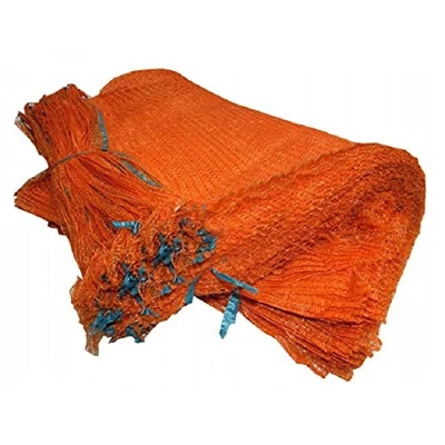 Image of 100 Orange Mesh Bags 50 cm x 78 30 kg with Drawstring and Raschel for Vegetables Wood