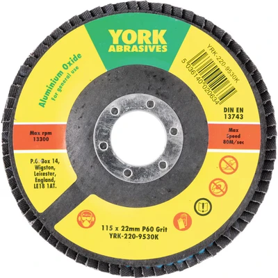 Image of York 180 X 22MM Conical Flap Discs, Aluminium Oxide Fibre Backed P36