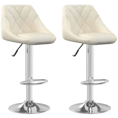 Image of vidaXL Bar Stool 2 pcs Cream Velvet