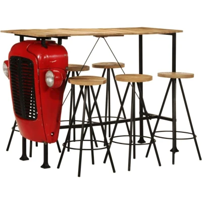 Image of vidaXL 7 Piece Bar Set Solid Wood Mango