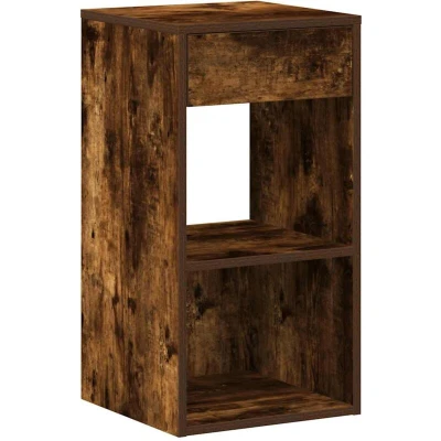Image of vidaXL Modern Smoked Oak Bedside Cabinet/Nightstand with Drawer &amp; Storage 35x34x66.5 cm Engineered Wood Ideal Bedroom Furniture