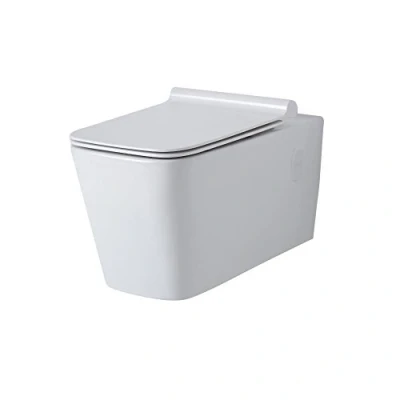 Image of Milano Elswick Modern White Ceramic Wall Hung Toilet WC Soft Close Seat