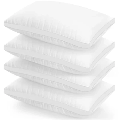 Image of Utopia Bedding Pillows Pack Size, Hotel Quality Pillows, Brushed Fabric, Bed Pillow for Back, Stomach or Side Sleepers (4, White, Standard)